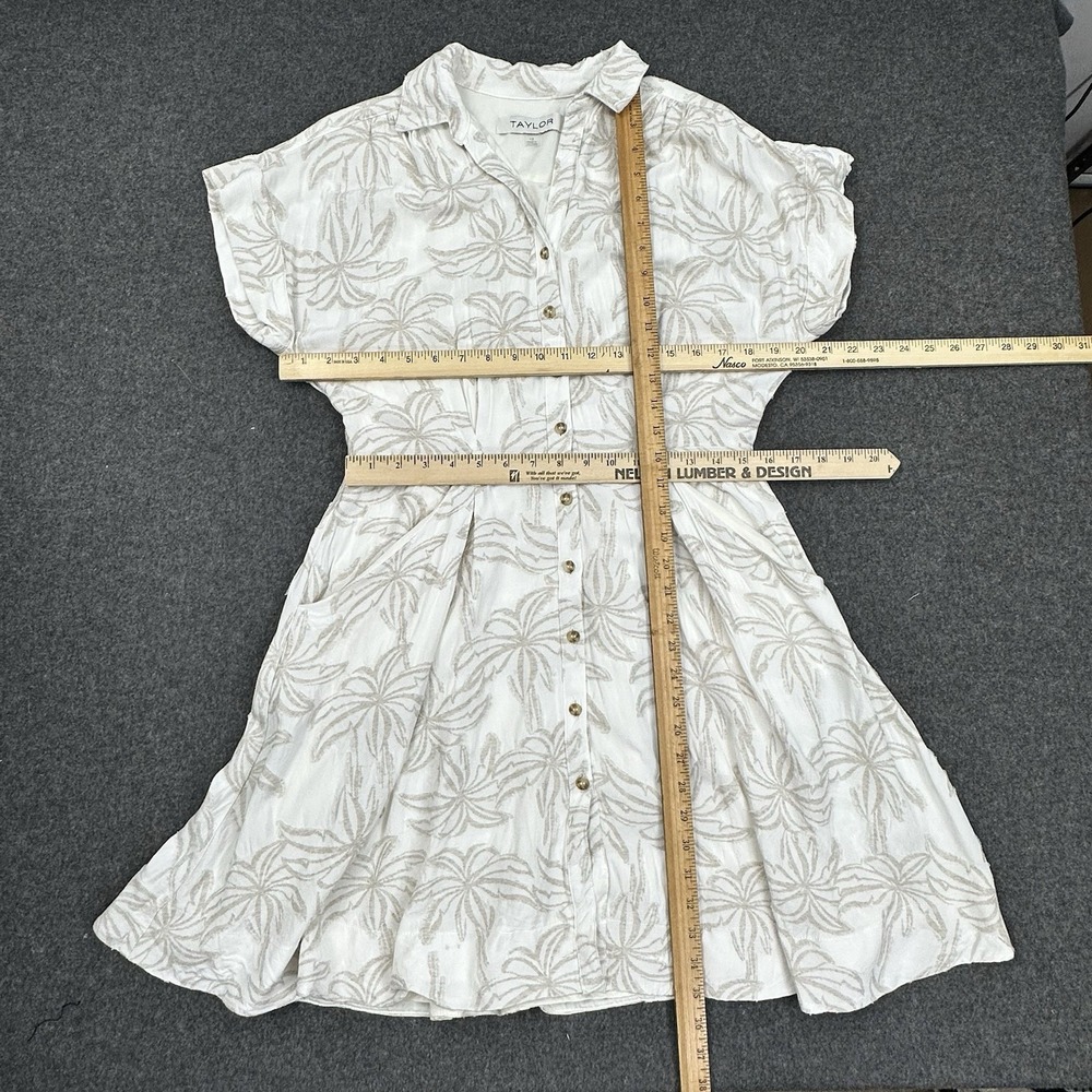 Taylor Women Palm Print Shirt Dress Button Front Midi Size 12